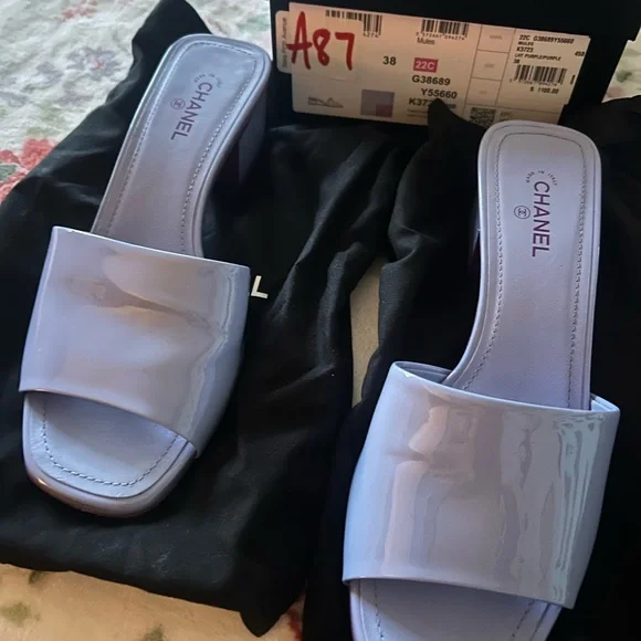 Chanel Lavender Block Heel Mules - Picture 2 of 5